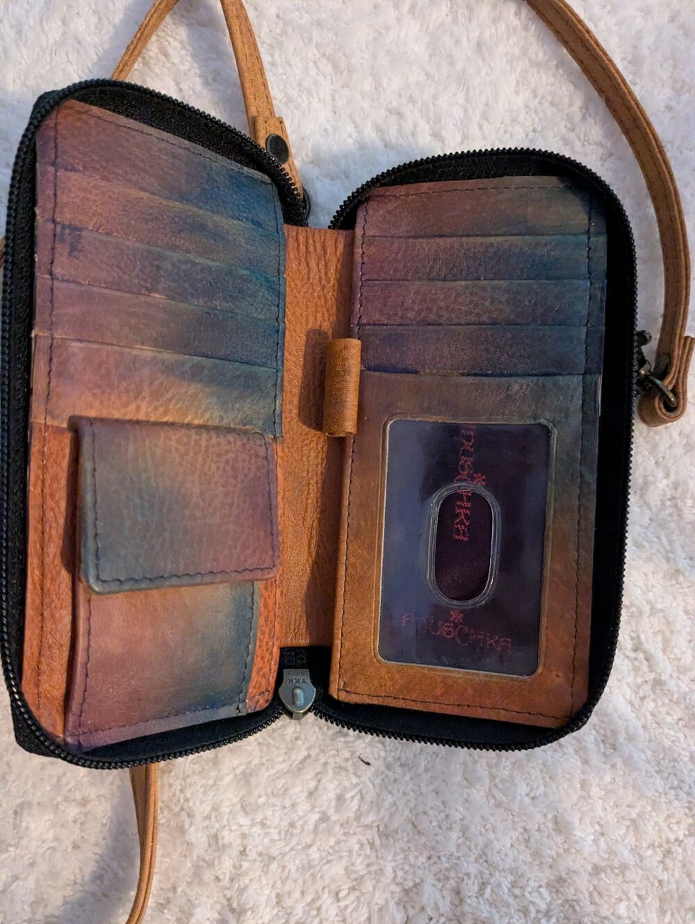 Anuschka Multi-Color Peacock Feather Crossbody Wallet - Women Bags - Picture 3 of 4